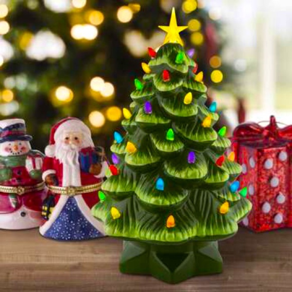 Mr. Christmas LED Green Nostalgic Ceramic Christmas Tree 14 in.